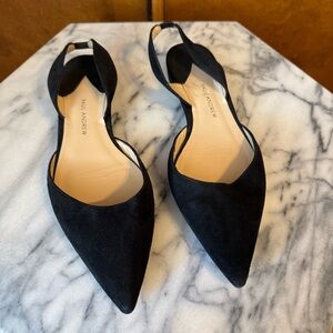 Paul Andrew Rhea Pointed Toe Sling Black Heels Loafers Elegant and Sophisticated